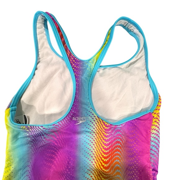 Speedo Girls One Piece Pink Blue Yellow Sports Swimsuit Swim Suit Size 10 - Picture 4 of 6